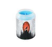 Quteprint Howling Wolf Hill Red Moon Dog Paw Cleaner Cup - Pet Foot Washer with Soft Silicone Brush, Portable Muddy Paw Cleaner for Small, Medium, Large Breed Dogs & Cats (2.56x2.56x4.53inch)