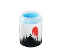 Quteprint Howling Wolf Red Moon Hill Dog Paw Cleaner Cup - Pet Foot Washer with Soft Silicone Brush, Portable Muddy Paw Cleaner for Small, Medium, Large Breed Dogs & Cats (2.56x2.56x4.53inch)