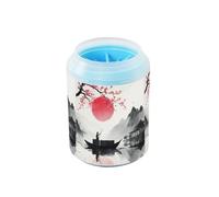 Quteprint Japanese Boat Cherry Blossoms Dog Paw Cleaner Cup - Pet Foot Washer with Soft Silicone Brush, Portable Muddy Paw Cleaner for Small, Medium, Large Breed Dogs & Cats (2.56x2.56x4.53inch)