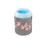 Quteprint Japanese Cherry Blossoms Tree Branch Dog Paw Cleaner Cup - Pet Foot Washer with Soft Silicone Brush, Portable Muddy Paw Cleaner for Small, Medium, Large Breed Dogs & Cats (2.56x2.56x4.53inch