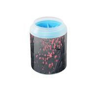 Quteprint Japanese Flower Tree Branch Dog Paw Cleaner Cup - Pet Foot Washer with Soft Silicone Brush, Portable Muddy Paw Cleaner for Small, Medium, Large Breed Dogs & Cats (2.56x2.56x4.53inch)