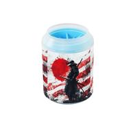 Quteprint Japanese Samurai Dog Paw Cleaner Cup - Pet Foot Washer with Soft Silicone Brush, Portable Muddy Paw Cleaner for Small, Medium, Large Breed Dogs & Cats (2.56x2.56x4.53inch)