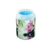 Quteprint Japanese Zen Flower Orchid Dog Paw Cleaner Cup - Pet Foot Washer with Soft Silicone Brush, Portable Muddy Paw Cleaner for Small, Medium, Large Breed Dogs & Cats (2.56x2.56x4.53inch)