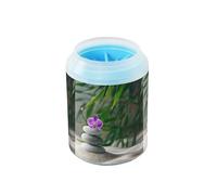 Quteprint Japanese Zen Stone Flower Dog Paw Cleaner Cup - Pet Foot Washer with Soft Silicone Brush, Portable Muddy Paw Cleaner for Small, Medium, Large Breed Dogs & Cats (2.56x2.56x4.53inch)