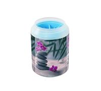 Quteprint Japanese Zen Stone Flowers Dog Paw Cleaner Cup - Pet Foot Washer with Soft Silicone Brush, Portable Muddy Paw Cleaner for Small, Medium, Large Breed Dogs & Cats (2.56x2.56x4.53inch)