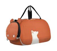 Quteprint Kids Sports Duffel Bag for Boys & Girls - Abstract Animal White Fox 100% Polyester Gym Bag with Separate Shoe Compartment, Adjustable Shoulder Strap, Compact Travel & Workout Gear Bag