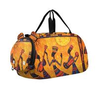 Quteprint Kids Sports Duffel Bag for Boys & Girls - African Art Women Music Dancing 100% Polyester Gym Bag with Separate Shoe Compartment, Adjustable Shoulder Strap, Compact Travel & Workout Gear Bag