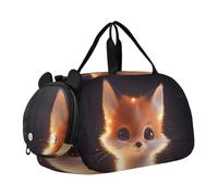 Quteprint Kids Sports Duffel Bag for Boys & Girls - Animal Fox Twinkling Lights 100% Polyester Gym Bag with Separate Shoe Compartment, Adjustable Shoulder Strap, Compact Travel & Workout Gear Bag