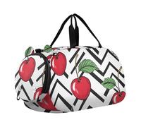 Quteprint Kids Sports Duffel Bag for Boys & Girls - Cherry Fruit Chevron 100% Polyester Gym Bag with Separate Shoe Compartment, Adjustable Shoulder Strap, Compact Travel & Workout Gear Bag