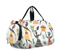Quteprint Kids Sports Duffel Bag for Boys & Girls - Colorful African Woman Dancing 100% Polyester Gym Bag with Separate Shoe Compartment, Adjustable Shoulder Strap, Compact Travel & Workout Gear Bag