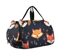 Quteprint Kids Sports Duffel Bag for Boys & Girls - Cute Fox Animal Arrows 100% Polyester Gym Bag with Separate Shoe Compartment, Adjustable Shoulder Strap, Compact Travel & Workout Gear Bag