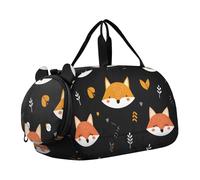 Quteprint Kids Sports Duffel Bag for Boys & Girls - Cute Fox Arrows Leaves 100% Polyester Gym Bag with Separate Shoe Compartment, Adjustable Shoulder Strap, Compact Travel & Workout Gear Bag