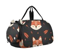Quteprint Kids Sports Duffel Bag for Boys & Girls - Cute Fox Arrows Pattern 100% Polyester Gym Bag with Separate Shoe Compartment, Adjustable Shoulder Strap, Compact Travel & Workout Gear Bag