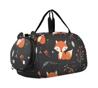 Quteprint Kids Sports Duffel Bag for Boys & Girls - Cute Fox Leaves 100% Polyester Gym Bag with Separate Shoe Compartment, Adjustable Shoulder Strap, Compact Travel & Workout Gear Bag