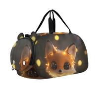 Quteprint Kids Sports Duffel Bag for Boys & Girls - Cute Fox Twinkling Lights 100% Polyester Gym Bag with Separate Shoe Compartment, Adjustable Shoulder Strap, Compact Travel & Workout Gear Bag