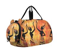 Quteprint Kids Sports Duffel Bag for Boys & Girls - Ethnic African Woman Dancing 100% Polyester Gym Bag with Separate Shoe Compartment, Adjustable Shoulder Strap, Compact Travel & Workout Gear Bag