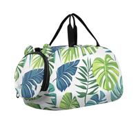 Quteprint Kids Sports Duffel Bag for Boys & Girls - Exotic Palm Tropical Leaves 100% Polyester Gym Bag with Separate Shoe Compartment, Adjustable Shoulder Strap, Compact Travel & Workout Gear Bag