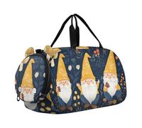 Quteprint Kids Sports Duffel Bag for Boys & Girls - Forest Mushroom Flowers Gnomes 100% Polyester Gym Bag with Separate Shoe Compartment, Adjustable Shoulder Strap, Compact Travel & Workout Gear Bag
