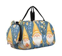 Quteprint Kids Sports Duffel Bag for Boys & Girls - Gnomes Florals Plants Mushroom 100% Polyester Gym Bag with Separate Shoe Compartment, Adjustable Shoulder Strap, Compact Travel & Workout Gear Bag