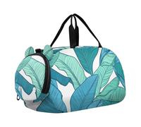 Quteprint Kids Sports Duffel Bag for Boys & Girls - Green Tropical Banana Leaves 100% Polyester Gym Bag with Separate Shoe Compartment, Adjustable Shoulder Strap, Compact Travel & Workout Gear Bag