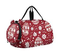 Quteprint Kids Sports Duffel Bag for Boys & Girls - Happy Easter Floral Eggs 100% Polyester Gym Bag with Separate Shoe Compartment, Adjustable Shoulder Strap, Compact Travel & Workout Gear Bag