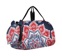 Quteprint Kids Sports Duffel Bag for Boys & Girls - Hippy Flower Mandala 100% Polyester Gym Bag with Separate Shoe Compartment, Adjustable Shoulder Strap, Compact Travel & Workout Gear Bag
