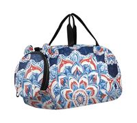Quteprint Kids Sports Duffel Bag for Boys & Girls - Hippy Mandala Flower 100% Polyester Gym Bag with Separate Shoe Compartment, Adjustable Shoulder Strap, Compact Travel & Workout Gear Bag