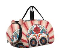 Quteprint Kids Sports Duffel Bag for Boys & Girls - Mexican Sugar Skull Flower 100% Polyester Gym Bag with Separate Shoe Compartment, Adjustable Shoulder Strap, Compact Travel & Workout Gear Bag