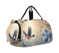 Quteprint Kids Sports Duffel Bag for Boys & Girls - Snowy Winter Flying Birds 100% Polyester Gym Bag with Separate Shoe Compartment, Adjustable Shoulder Strap, Compact Travel & Workout Gear Bag
