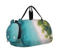 Quteprint Kids Sports Duffel Bag for Boys & Girls - Tropical Beach Palm Trees 100% Polyester Gym Bag with Separate Shoe Compartment, Adjustable Shoulder Strap, Compact Travel & Workout Gear Bag
