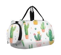 Quteprint Kids Sports Duffel Bag for Boys & Girls - Tropical Cactus Plants Tree 100% Polyester Gym Bag with Separate Shoe Compartment, Adjustable Shoulder Strap, Compact Travel & Workout Gear Bag