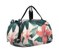 Quteprint Kids Sports Duffel Bag for Boys & Girls - Tropical Palms Leaves Flower 100% Polyester Gym Bag with Separate Shoe Compartment, Adjustable Shoulder Strap, Compact Travel & Workout Gear Bag