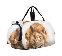 Quteprint Kids Sports Duffel Bag for Boys & Girls - Watercolor Animal Lions 100% Polyester Gym Bag with Separate Shoe Compartment, Adjustable Shoulder Strap, Compact Travel & Workout Gear Bag