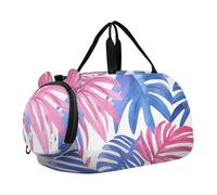 Quteprint Kids Sports Duffel Bag for Boys & Girls - Watercolor Tropical Leaves Leaf 100% Polyester Gym Bag with Separate Shoe Compartment, Adjustable Shoulder Strap, Compact Travel & Workout Gear Bag