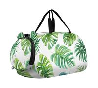 Quteprint Kids Sports Duffel Bag for Boys & Girls - Watercolor Tropical Palm Leaves 100% Polyester Gym Bag with Separate Shoe Compartment, Adjustable Shoulder Strap, Compact Travel & Workout Gear Bag