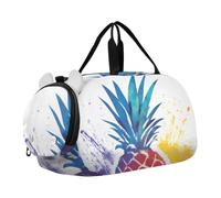 Quteprint Kids Sports Duffel Bag for Boys & Girls - Watercolor Tropical Pineapple 100% Polyester Gym Bag with Separate Shoe Compartment, Adjustable Shoulder Strap, Compact Travel & Workout Gear Bag