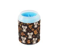 Quteprint Koala Bear Leaves Dog Paw Cleaner Cup - Pet Foot Washer with Soft Silicone Brush, Portable Muddy Paw Cleaner for Small, Medium, Large Breed Dogs & Cats (2.56x2.56x4.53inch)