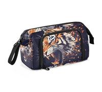 Quteprint Large Capacity Pencil Case, Angry Tiger Animal Portable Pencil Bag Pen Case Pouch with Zipper, Office School Stationery Bag Pencil Box Holder for Teens Girls Boys Adults Student