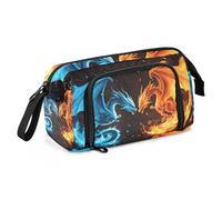 Quteprint Large Capacity Pencil Case, Animal Dragons Fighting Portable Pencil Bag Pen Case Pouch with Zipper, Office School Stationery Bag Pencil Box Holder for Teens Girls Boys Adults Student