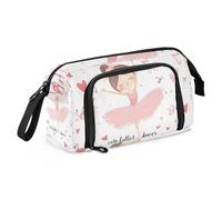Quteprint Large Capacity Pencil Case, Ballerina Cute Ballet Girl Portable Pencil Bag Pen Case Pouch with Zipper, Office School Stationery Bag Pencil Box Holder for Teens Girls Boys Adults Student