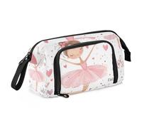 Quteprint Large Capacity Pencil Case, Ballet Girl Ballerina Portable Pencil Bag Pen Case Pouch with Zipper, Office School Stationery Bag Pencil Box Holder for Teens Girls Boys Adults Student