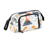 Quteprint Large Capacity Pencil Case, Cartoon Dinosaurs Volcano Tree Portable Pencil Bag Pen Case Pouch with Zipper, Office School Stationery Bag Pencil Box Holder for Teens Girls Boys Adults Student