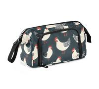 Quteprint Large Capacity Pencil Case, Chick Rooster Patterns Portable Pencil Bag Pen Case Pouch with Zipper, Office School Stationery Bag Pencil Box Holder for Teens Girls Boys Adults Student