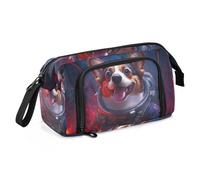 Quteprint Large Capacity Pencil Case, Corgi Dog Astronaut Space Star Portable Pencil Bag Pen Case Pouch with Zipper, Office School Stationery Bag Pencil Box Holder for Teens Girls Boys Adults Student