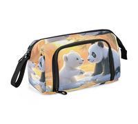 Quteprint Large Capacity Pencil Case, Cute Polar Bear Panda Portable Pencil Bag Pen Case Pouch with Zipper, Office School Stationery Bag Pencil Box Holder for Teens Girls Boys Adults Student