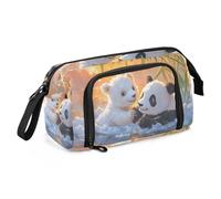 Quteprint Large Capacity Pencil Case, Cute Polar Bear Panda Sunset Portable Pencil Bag Pen Case Pouch with Zipper, Office School Stationery Bag Pencil Box Holder for Teens Girls Boys Adults Student