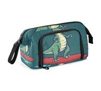 Quteprint Large Capacity Pencil Case, Dinosaur Sunglasses Snowboard Portable Pencil Bag Pen Case Pouch with Zipper, Office School Stationery Bag Pencil Box Holder for Teens Girls Boys Adults Student