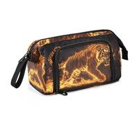 Quteprint Large Capacity Pencil Case, Fiery Tiger Flames Portable Pencil Bag Pen Case Pouch with Zipper, Office School Stationery Bag Pencil Box Holder for Teens Girls Boys Adults Student