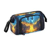 Quteprint Large Capacity Pencil Case, Fire Ice Phoenix Flames Portable Pencil Bag Pen Case Pouch with Zipper, Office School Stationery Bag Pencil Box Holder for Teens Girls Boys Adults Student