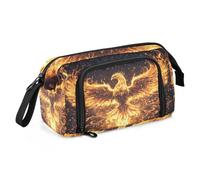 Quteprint Large Capacity Pencil Case, Fire Phoenix Flames Portable Pencil Bag Pen Case Pouch with Zipper, Office School Stationery Bag Pencil Box Holder for Teens Girls Boys Adults Student